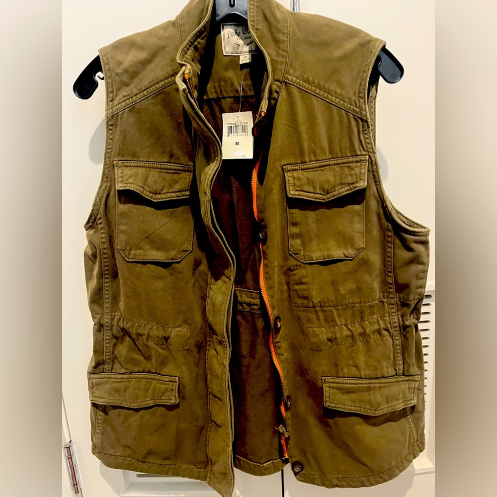 Lucky Brand Dark green outdoorsy heavy cotton vest NWT